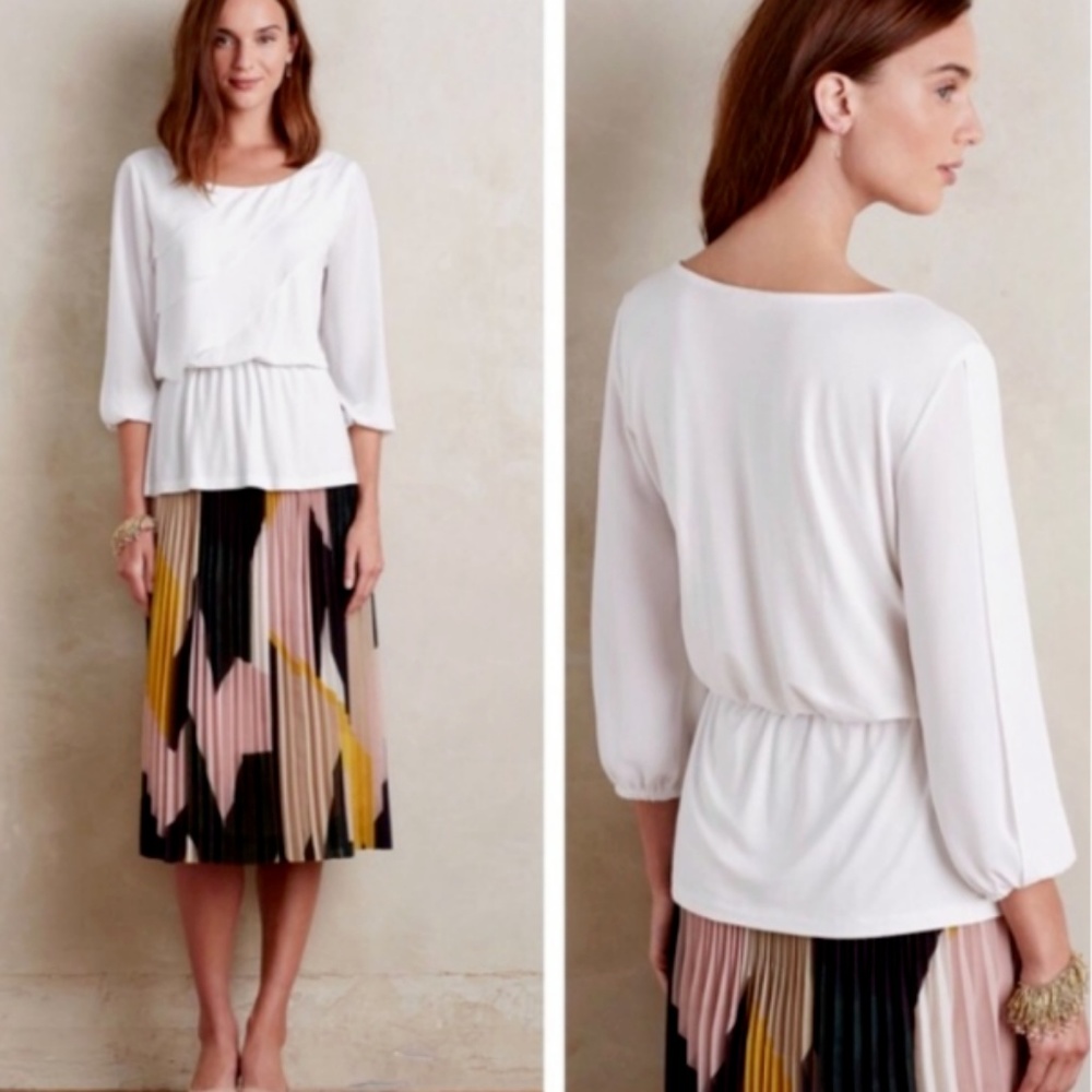 Anthropologie Deletta Peplum white blouse